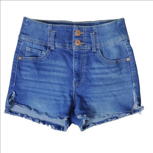 No Boundaries Blue Jean Shorts with Distressed Hem
